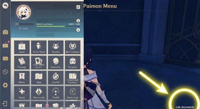Genshin Impact Paimon Menu UID Location